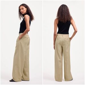 NWT Madewell The Harlow Wide-Leg Pant in Drapey Twill in Khaki, Size 4